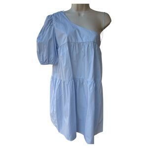 Things Between  Blue One-Shoulder Tiered Dress Size Medium